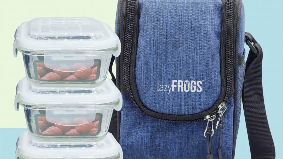 Lazyfrog's High Borosilicate Square Bakeware Safe Glass Lunch Box Set with Bag