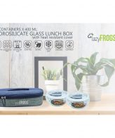 Lazyfrog's Elegance 2 Borosilicate Round Bakeware Safe Glass Lunch Box Set with Bag